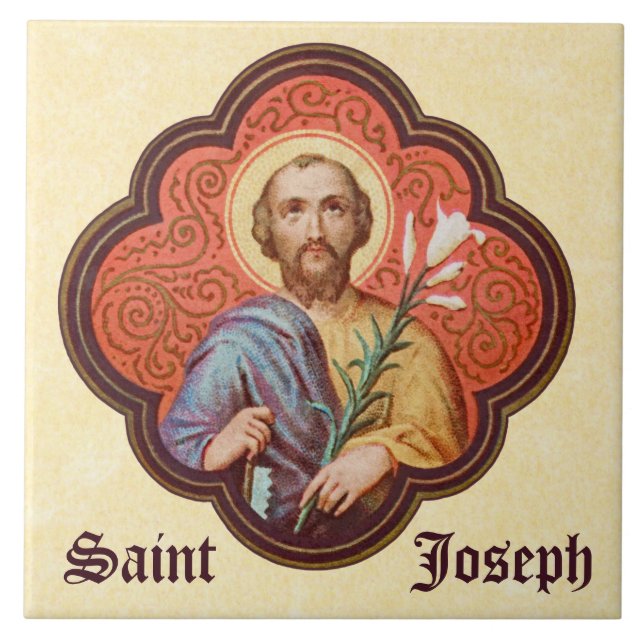 Carreau Portrait de Saint-Joseph dans un octofoil (TF 02) (Devant)