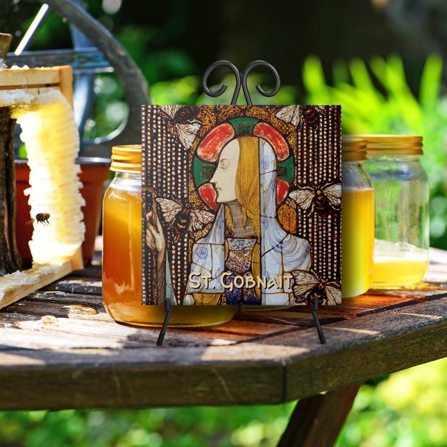 Carreau Portrait de Ste Gobnait, patronne des abeilles,  (Créateur téléchargé)