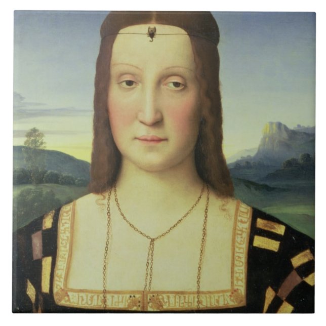 Carreau Portrait d'Elizabeth Gonzaga, c.1504 (huile sur le (Devant)