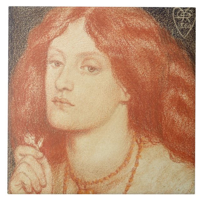 Carreau Portrait d'Elizabeth Siddal (1834-62), 1860 (rouge (Devant)