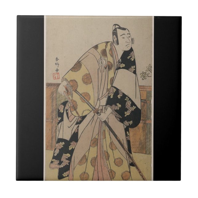 Carreau Portrait détaillé d'un samouraï circa des 1700s (Devant)