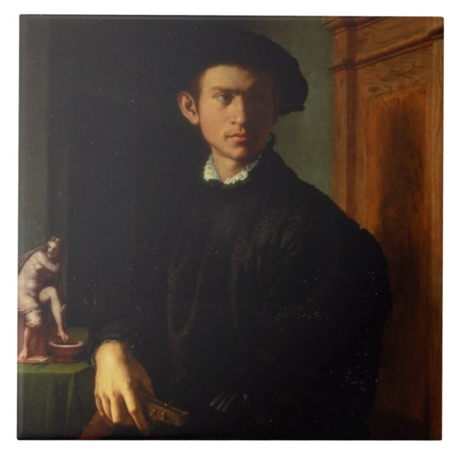 Carreau Portrait d'un jeune homme, c.1532-40 (huile sur le (Devant)