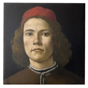 Carreau Portrait d'un jeune homme (par Sandro Botticelli)