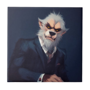 Carreau Portrait d'un loup-garou en costume
