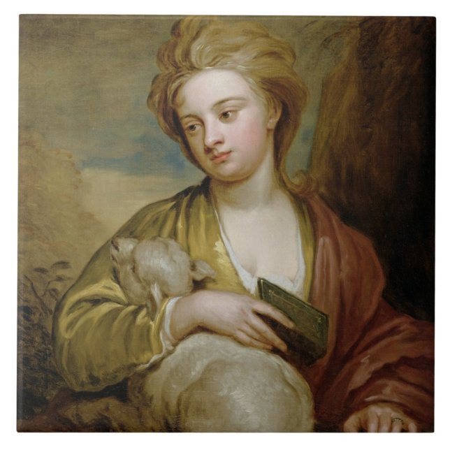 Carreau Portrait d'une femme comme St Agnès, (Devant)