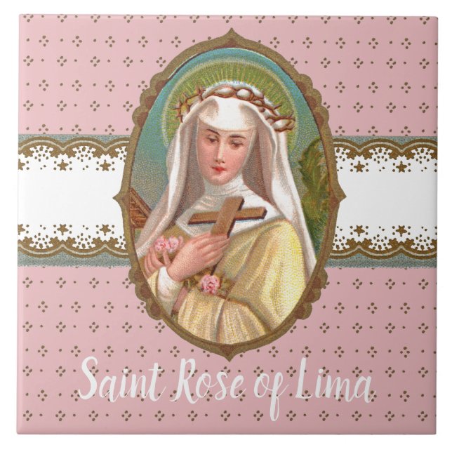 Carreau Portrait encadré de Saint Rose de Lima (M 024b) (Devant)