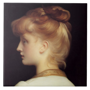 Carreau Portrait féminin de Behind (par Frederic Leighton)