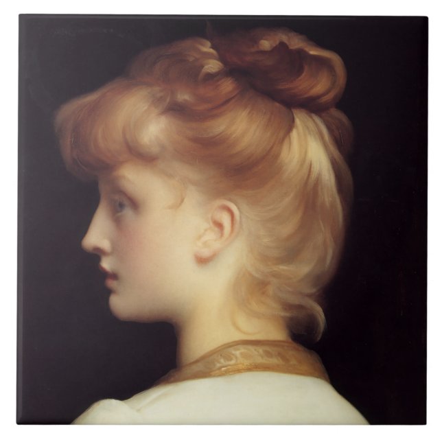 Carreau Portrait féminin de Behind (par Frederic Leighton) (Devant)