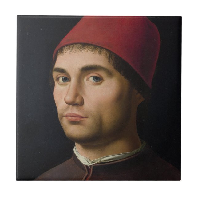 Carreau Portrait Homme Antonello Messina peinture vintag (Devant)