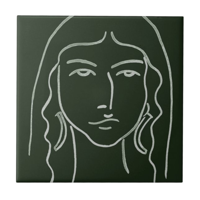 Carreau Portrait malachite avec cheveux longs (Devant)