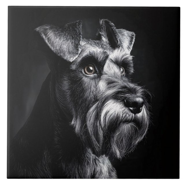 Carreau Portrait monochrome de Schnauzer (Devant)