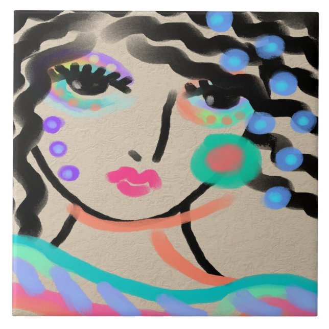 Carreau Portrait numérique Abstrait à large facette d'une  (Devant)