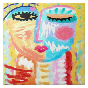 Carreau Portrait numérique Abstrait d'une femme