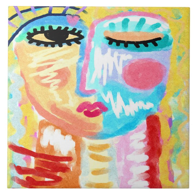 Carreau Portrait numérique Abstrait d'une femme (Devant)