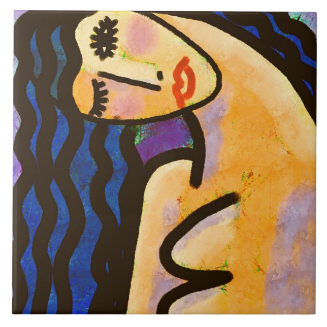 Carreau Portrait numérique Abstrait d'une femme (Devant)