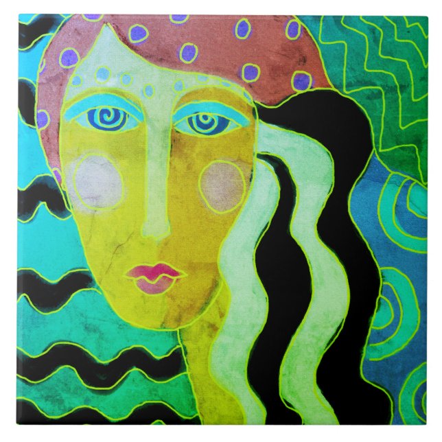 Carreau Portrait numérique Abstrait d'une femme tzigane da (Devant)