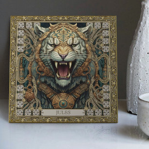 Carreau Portrait personnalisé de l'esprit du tigre tribal