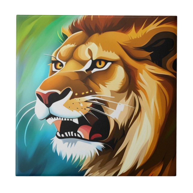 Carreau Portrait Posé côté Lion rugissant-57566 (Devant)
