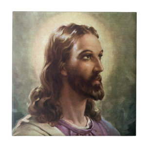 Carreau Portrait religieux vintage de Jésus-Christ avec ha