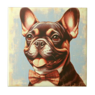 Carreau Portrait vintage de peinture Bulldog