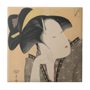 Carreau Portrait vintage IV de femme d'Ukiyo-e de Japonais
