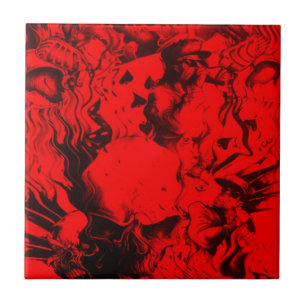 Carreau Portraits de musiciens de pop dans Vibrant rouge c