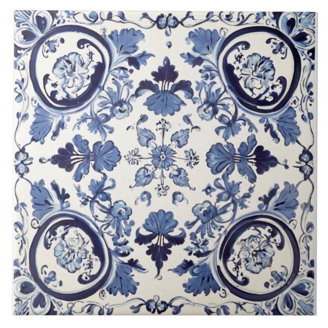 Carreau Portugais Vintage Bleu Et Blanc (Devant)