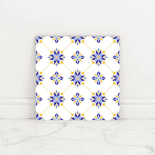 Carreau Portuguese Blue and Gold Azulejo Ceramic (Créateur téléchargé)