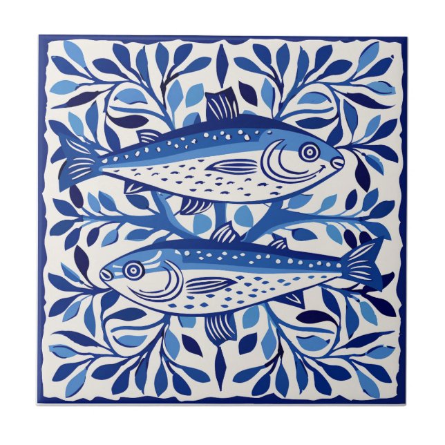 Carreau Portuguese Blue and White Sardine (Devant)