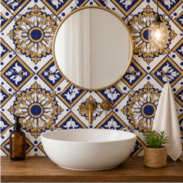Carreau Portuguese Blue Yellow Mediterranean Floral  (Créateur téléchargé)
