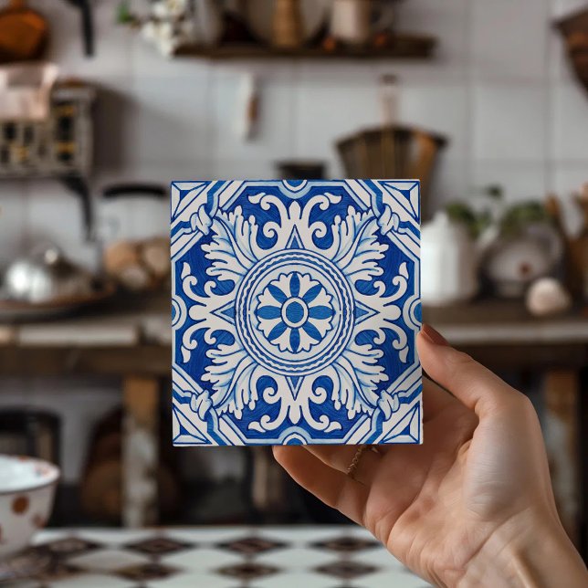 Carreau Portuguese Tile Art Coasters Vibrant Blue & White (Portuguese Tile Art Coasters Vibrant Blue & White 1 )