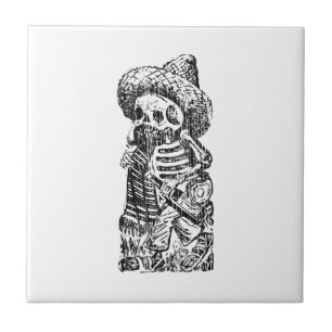 Carreau Posada Calavera avec la moustache et la tequila