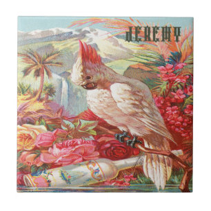 Carreau Poster de Cockatoo vintage tropical