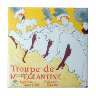 Carreau Poster de la fille dansante Jaune Toulouse Lautrec
