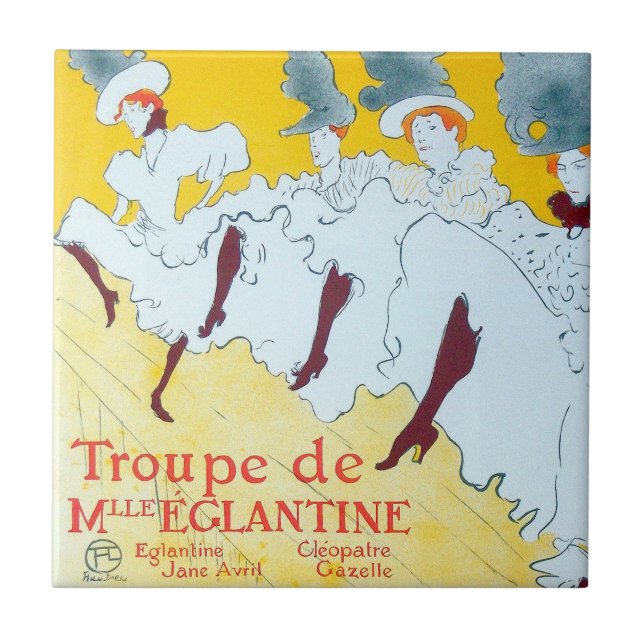 Carreau Poster de la fille dansante Jaune Toulouse Lautrec (Devant)
