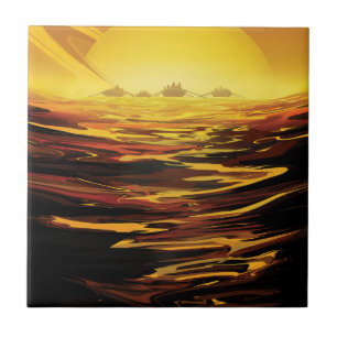 Carreau Poster de l'espace rétro - La plus grande lune de 