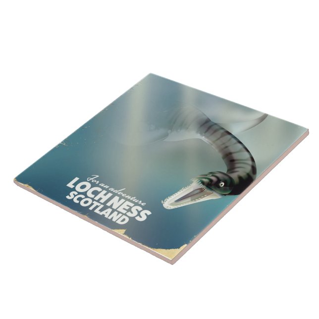 Carreau Poster de voyage monstre Loch Ness Scotland (Côté)