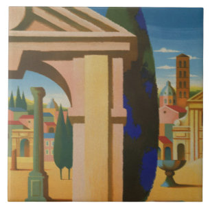 Carreau Poster de voyage Rome vintage