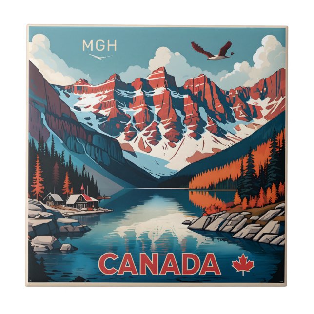 Carreau Poster de voyage sur mesure Monogramme Canada (Devant)