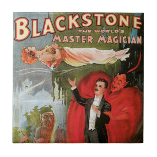 Carreau Poster magique vintage, Grand Magicien Blackstone
