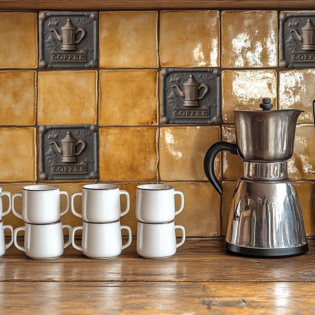 Carreau Pot à café en pierre de fer rustique (Créateur téléchargé)