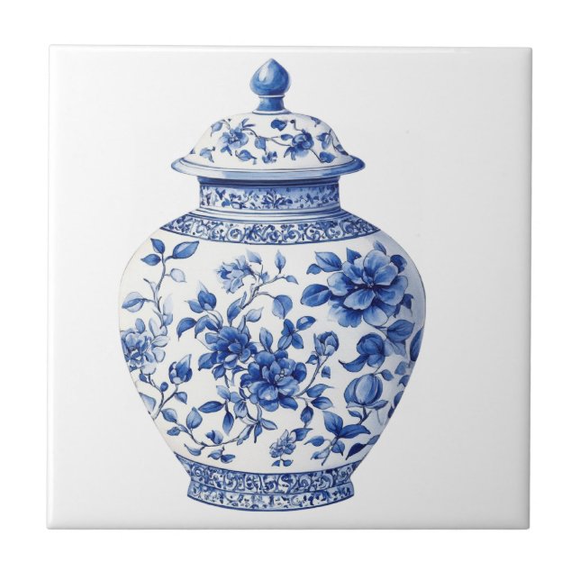 Carreau Pot à motifs de Toile De Jouy en Chinoiserie (Devant)