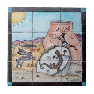 Carreau Poterie indienne du sud-ouest Kokopelli Lizard Rab