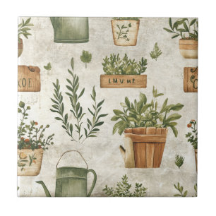 Carreau Poteries de cottage vintage pour herbes rustiques