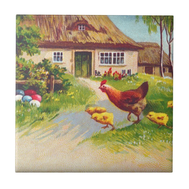 Carreau Poule, poulets et oeufs de pâques (Devant)
