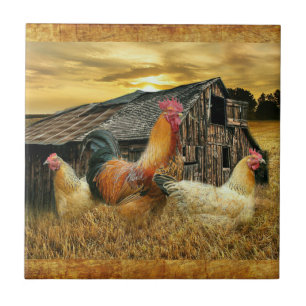 Carreau Poules de coq Vintage Russe Barn Coop