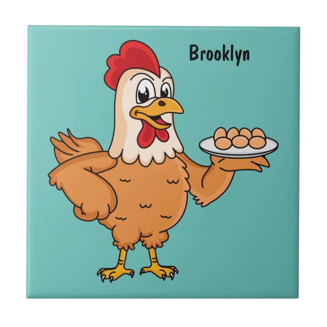 Carreau Poulet avec oeufs sur plaque de dessin animé (Devant)