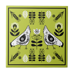 Carreau Poulet Hen Folk Art