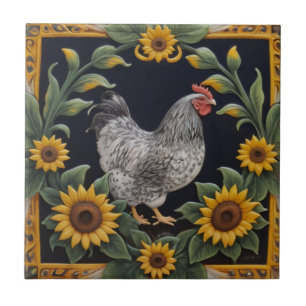 Carreau Poulet Tournesol - Grise Poule & Tournesols