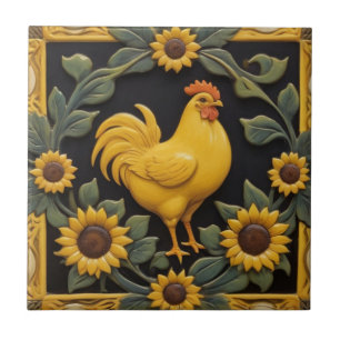 Carreau Poulet Tournesol - Poule Jaune & Tournesols